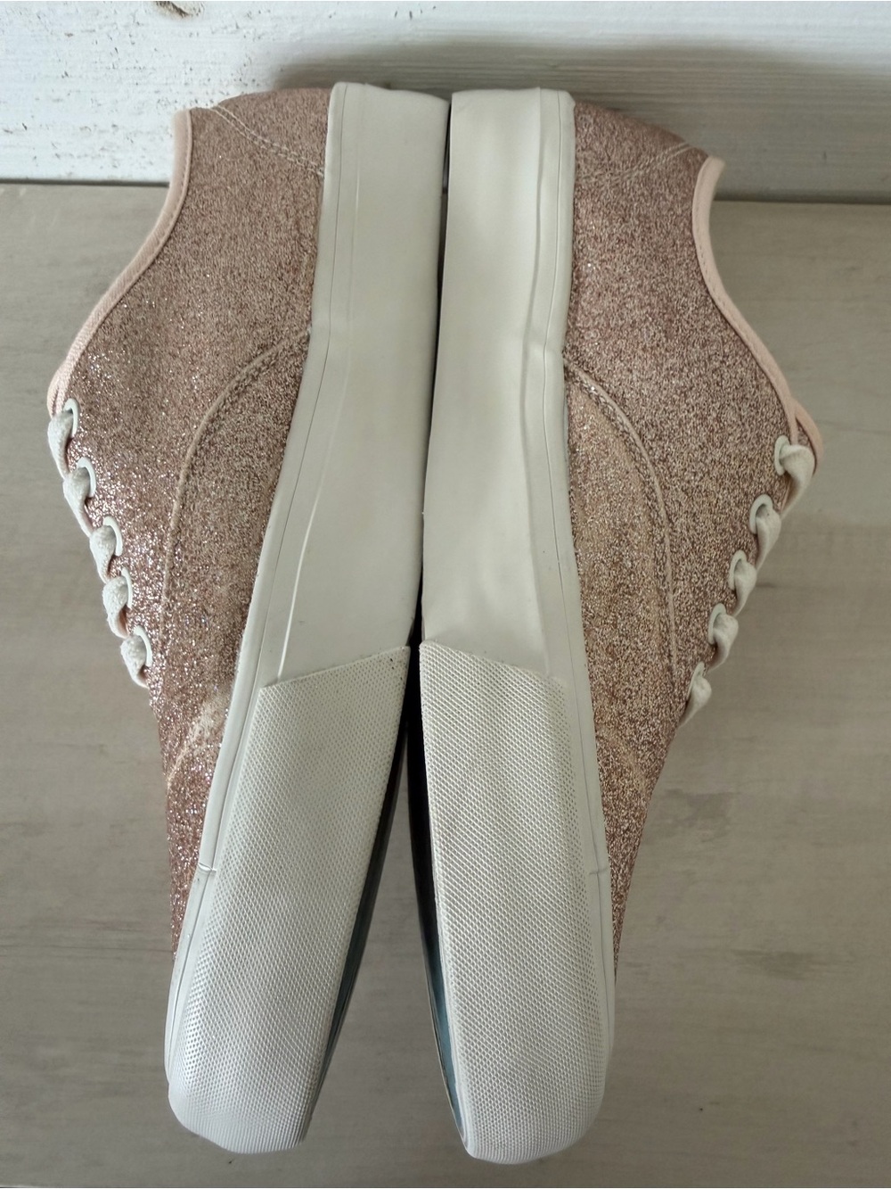 SeaVees J.Crew Sparkle Glitter Legend Sneakers Women’s Size 7.5 Rose Gold - Picture 5 of 11